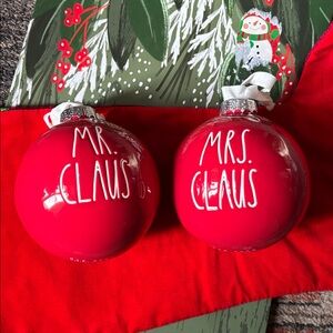 💜Rae Dunn Mr and Mrs Claus Ornaments